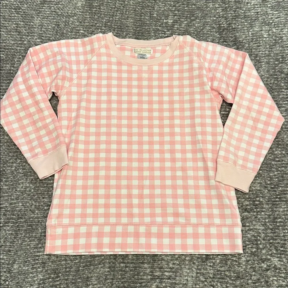 NWOT The Beaufort Bonnet Co. Pink Gingham pullover sweatshirt 12